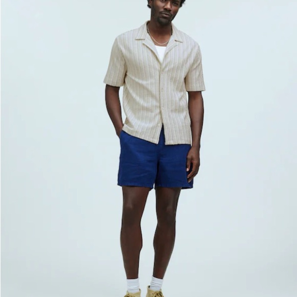 Camp-Collar Knit Polo Shirt in Stripe